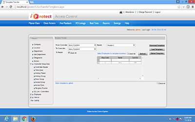 iProtect Controller Setup Masters Update Template Transfer